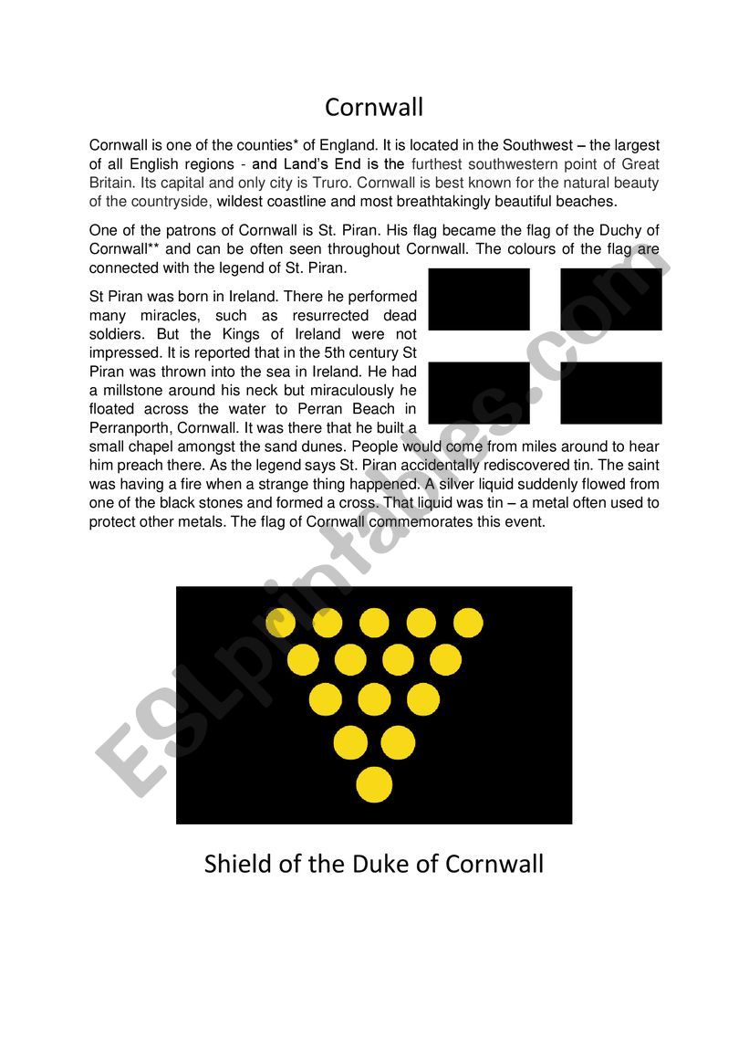 Devon and Cornwall - exercies for primary school