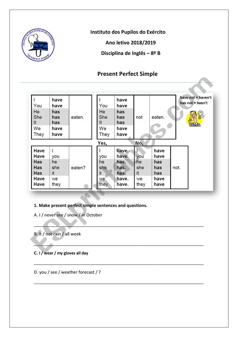 Zero conditional worksheet