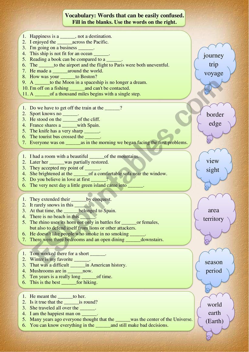Words that can be easily confused. Part 1