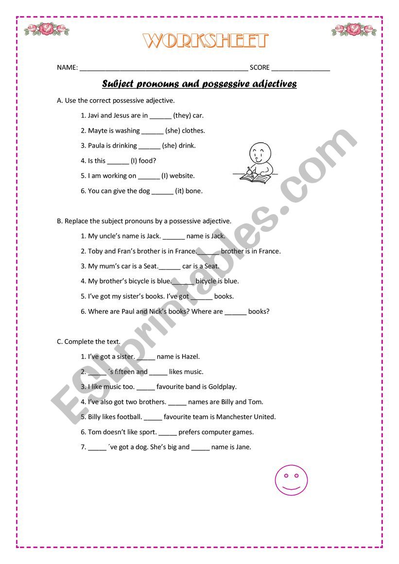 subject-pronouns-and-possessive-adjectives-esl-worksheet-by-lilye