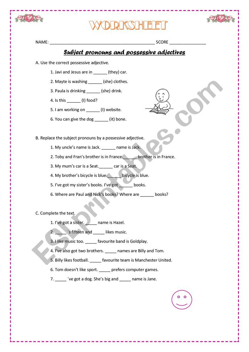 Subject pronouns and possessive adjectives  