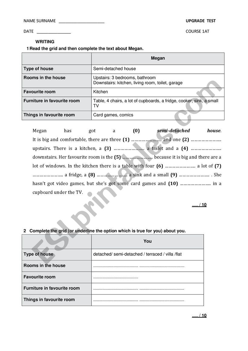 Middle School Test worksheet