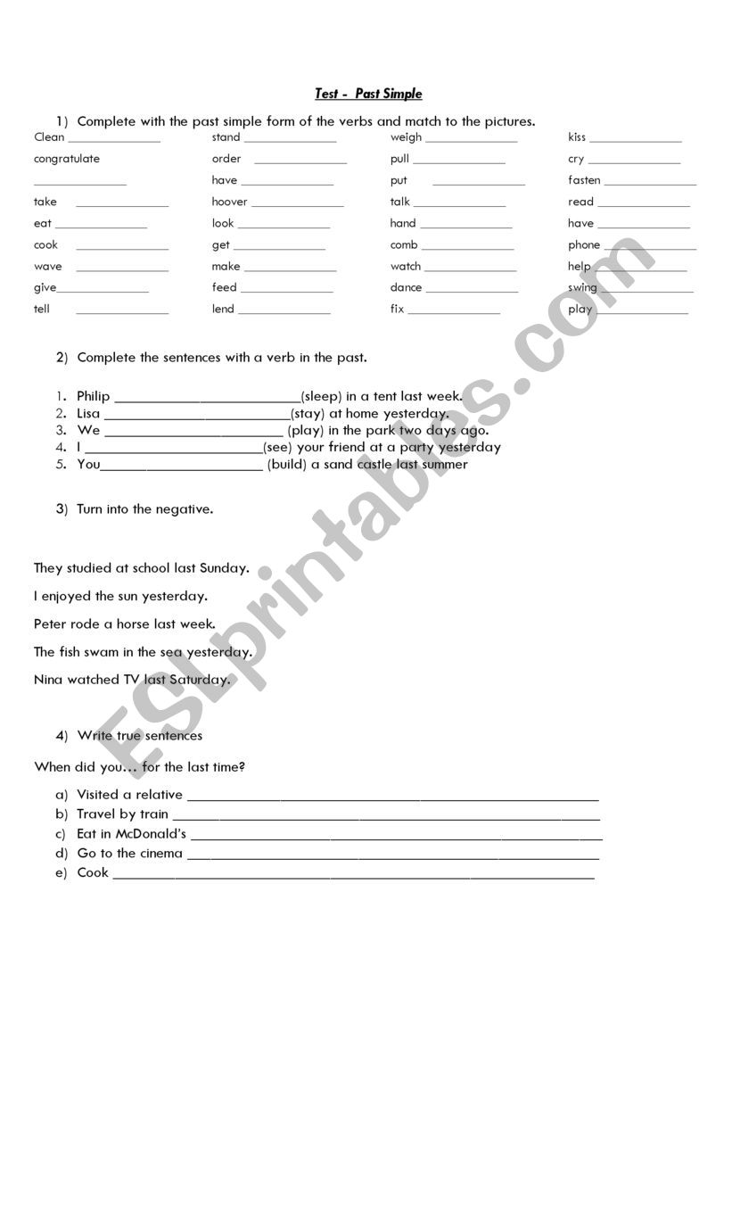 Past Simple Activity worksheet