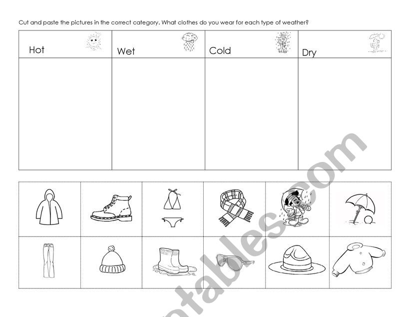 Weather and clothing worksheet