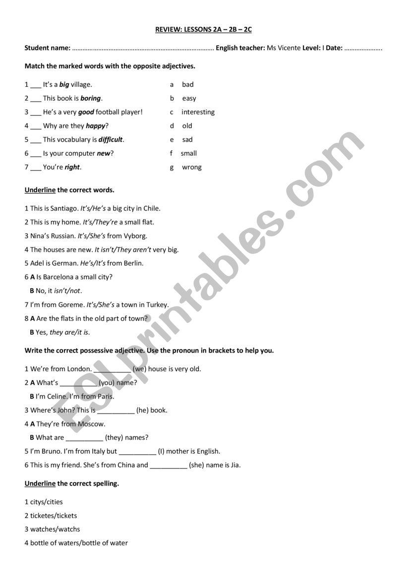 Review unit 2 worksheet