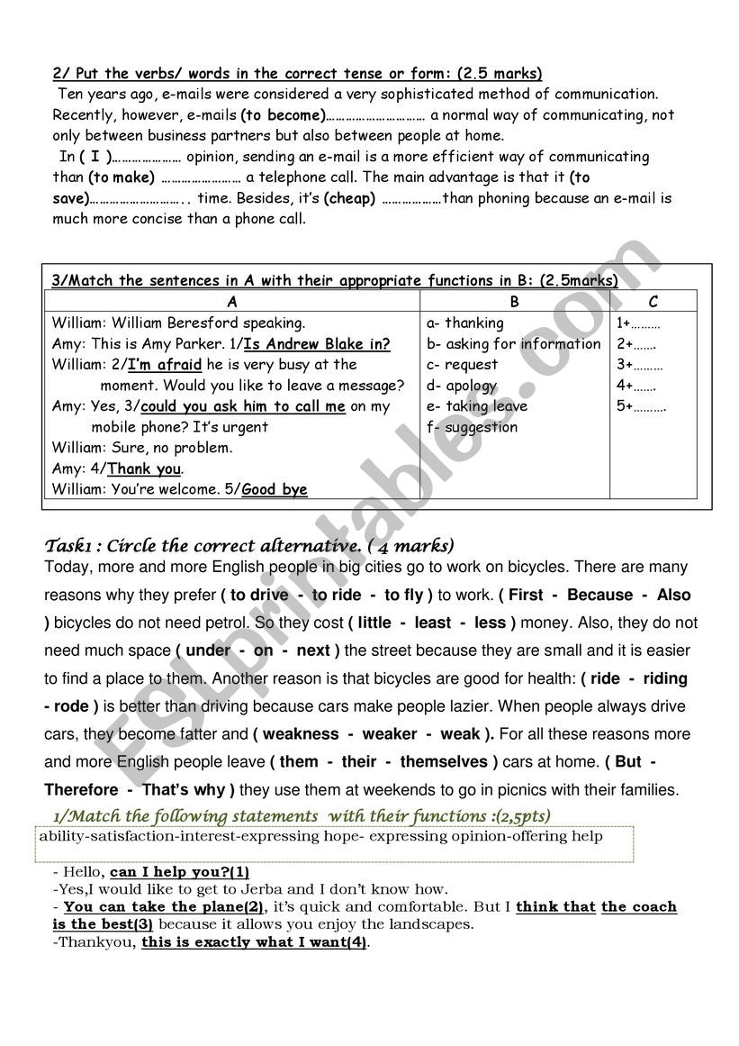 language review worksheet