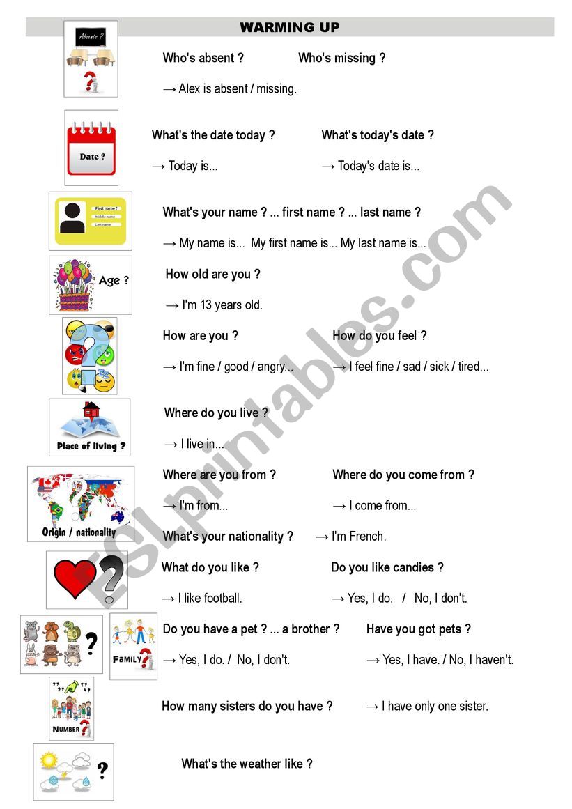 Questions / answers for a teaching assistant
