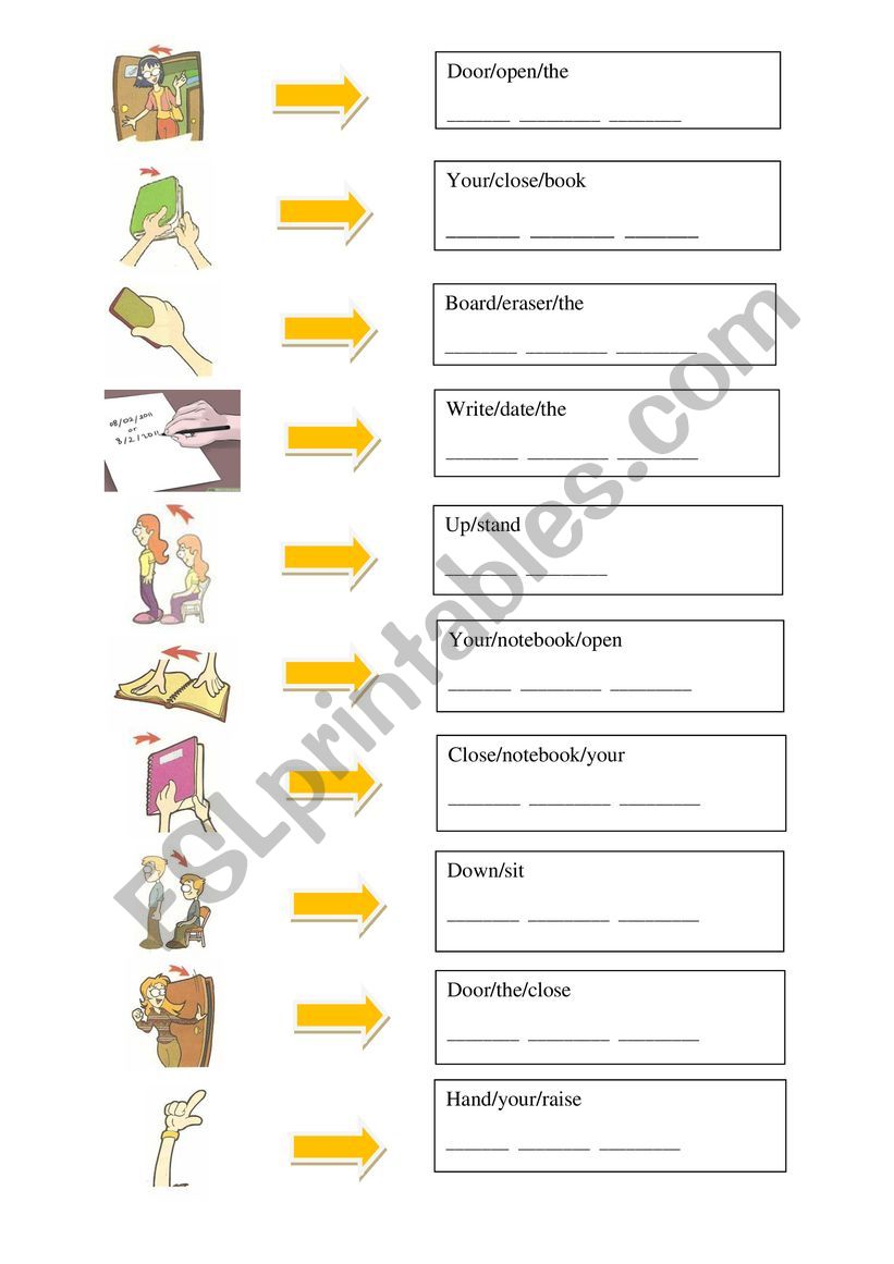 Classroom commands worksheet