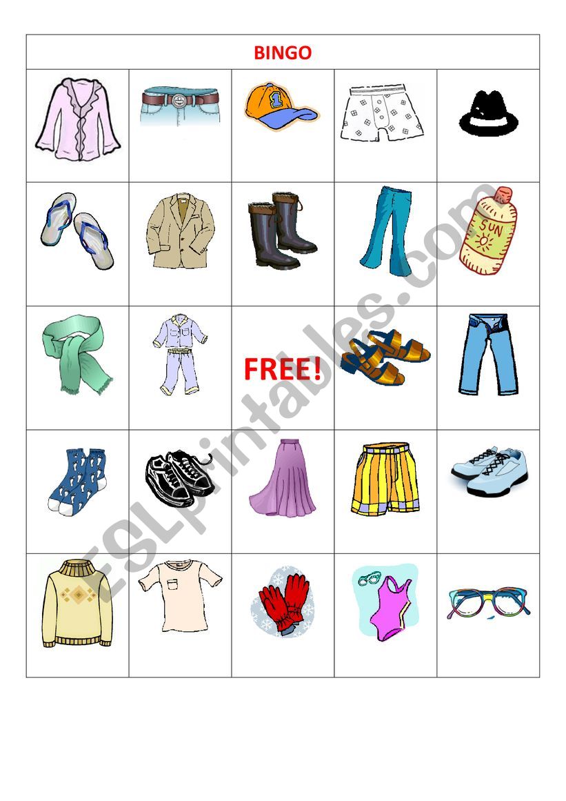 bingo  worksheet