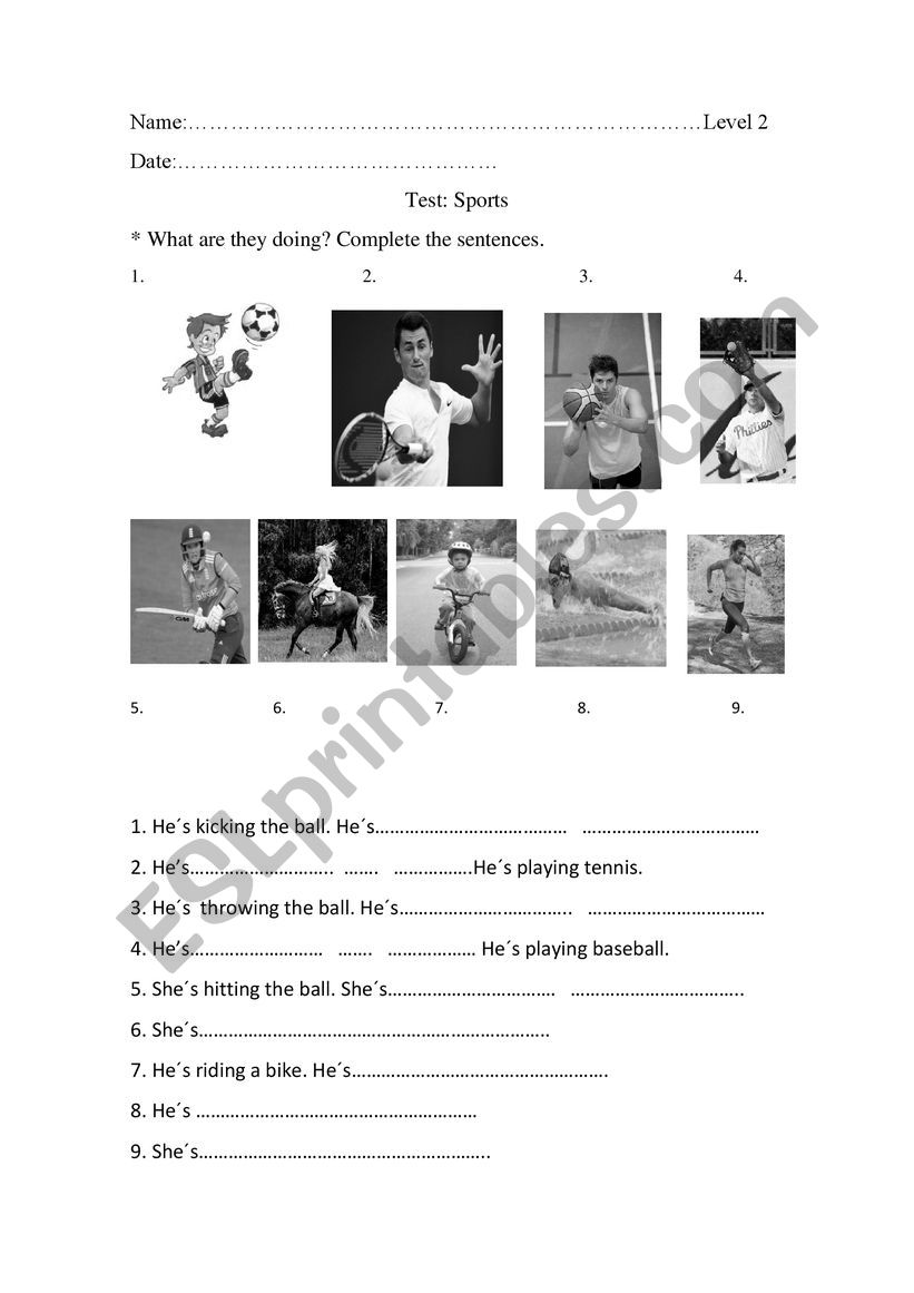 Test: Sports worksheet