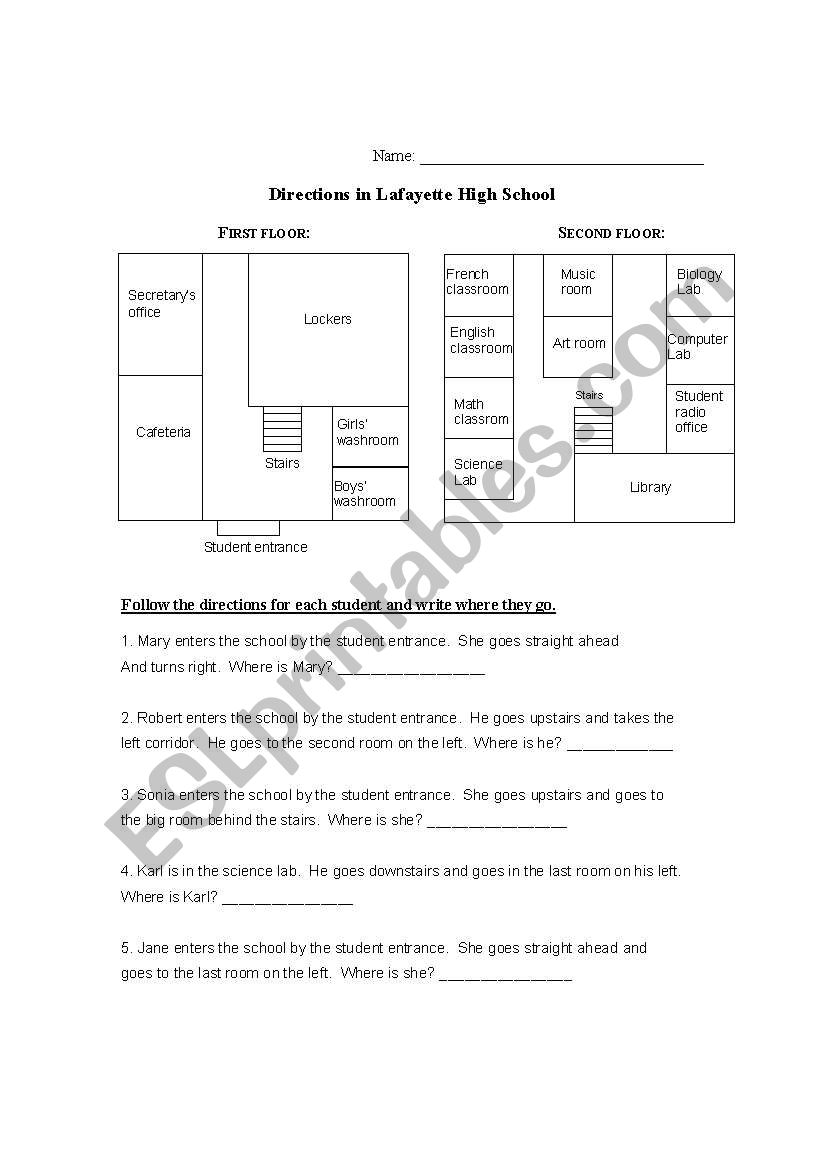 Directions in Lafayette High School