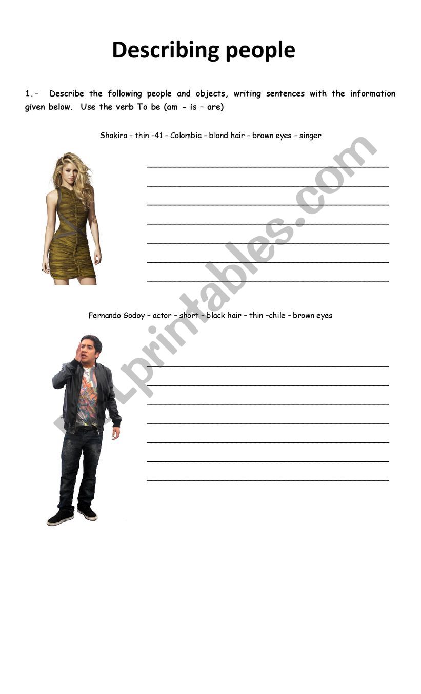 Describing people worksheet