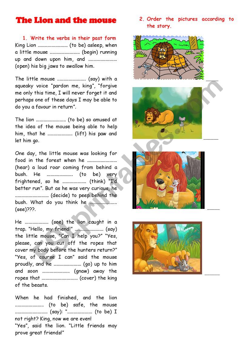 The Lion and the Mouse worksheet