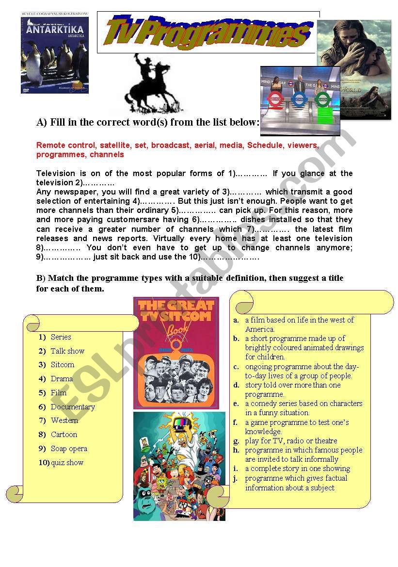 tv programmes worksheet