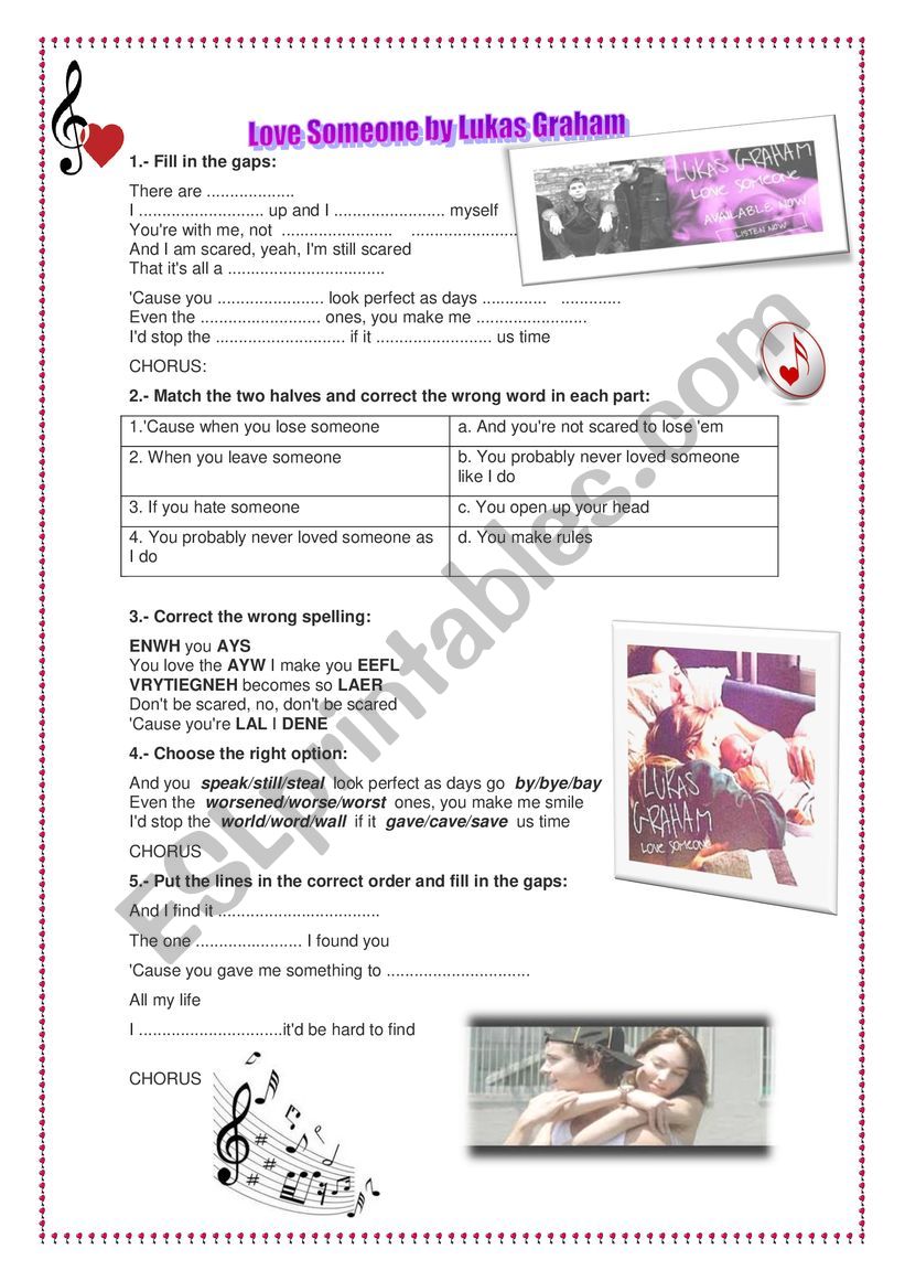 Love Someone by Lukas Graham worksheet