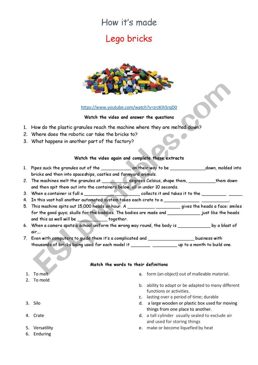 how its made LEGO worksheet