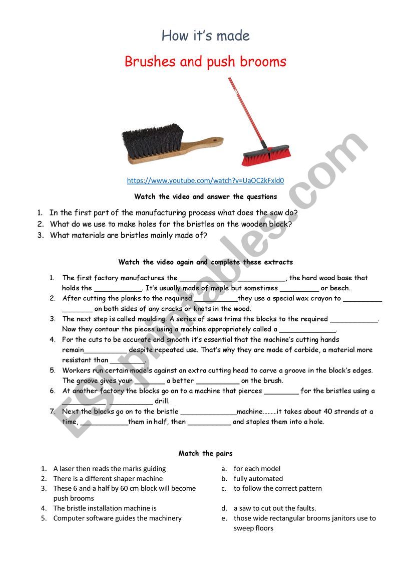 how its made BRUSHES worksheet
