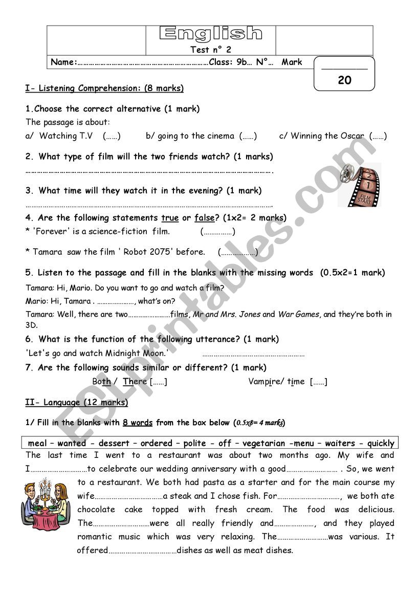 mid term test N3 worksheet