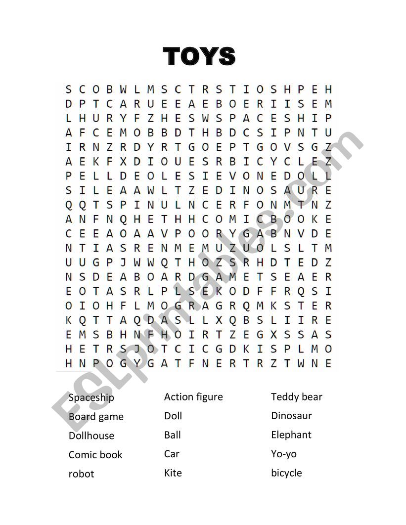 toys wordsearch worksheet