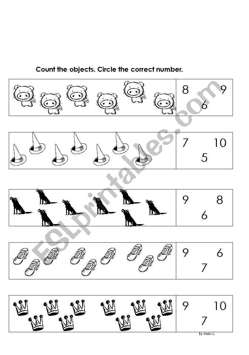 Count and circle the numbers worksheet