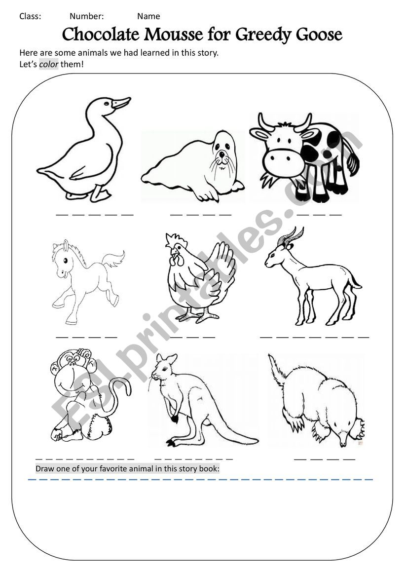 animals-chocolate mousse for greedy goose-coloring