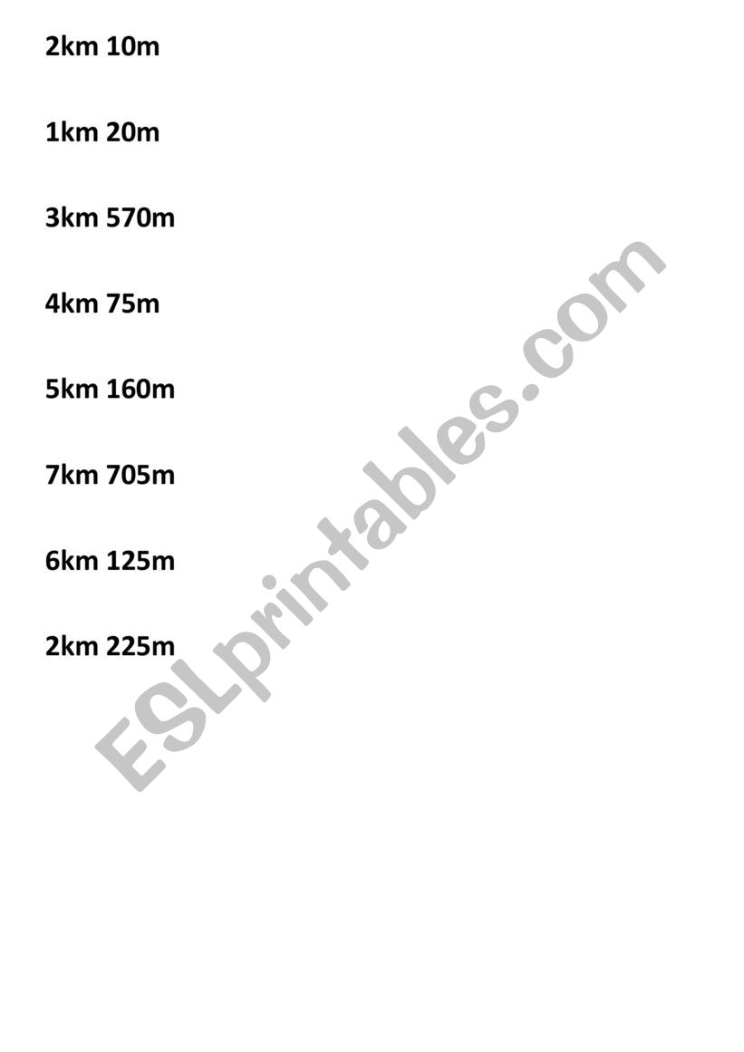 Counting distance worksheet