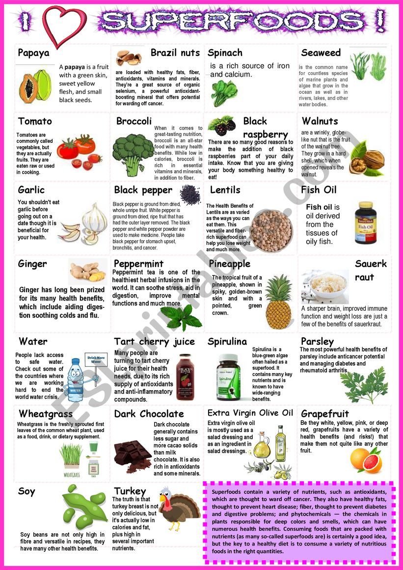 SUPER FOODS with sentences 1 worksheet