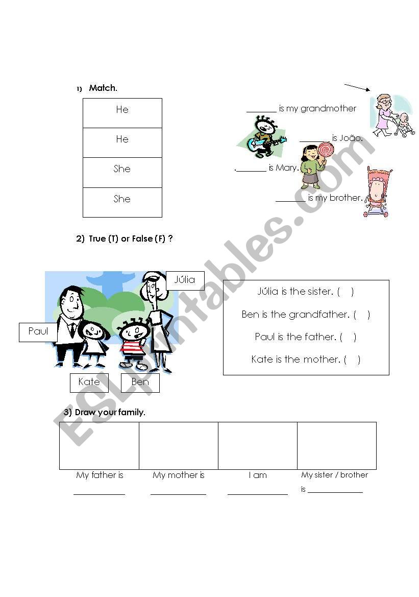 FAMILY AND PERSONAL PRONOUNS worksheet