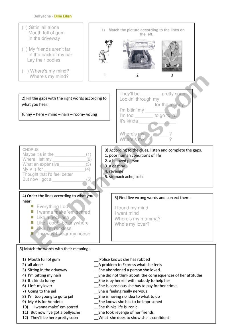 Bellyache  Billie Eilish  worksheet