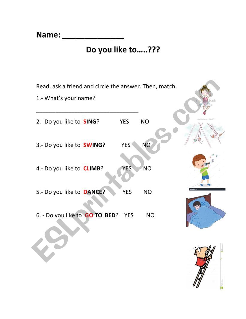 Do you like dancing? worksheet