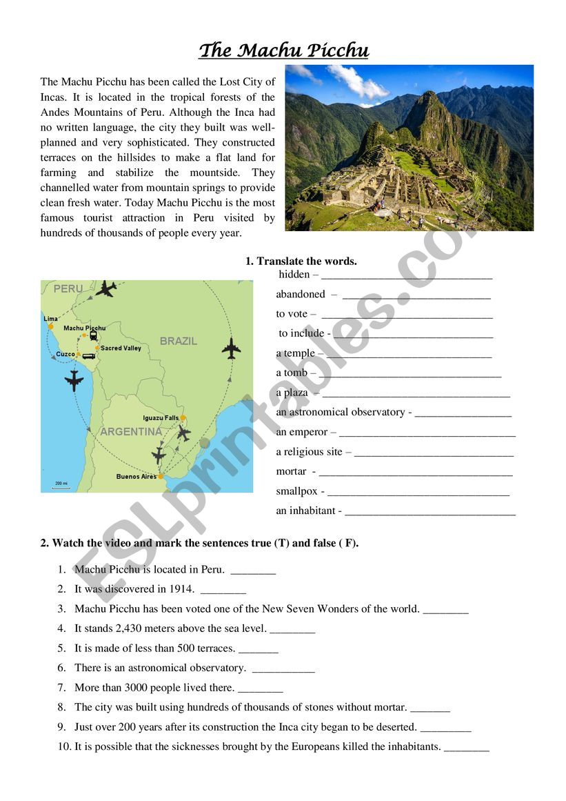 The Machu Picchu video exercises.