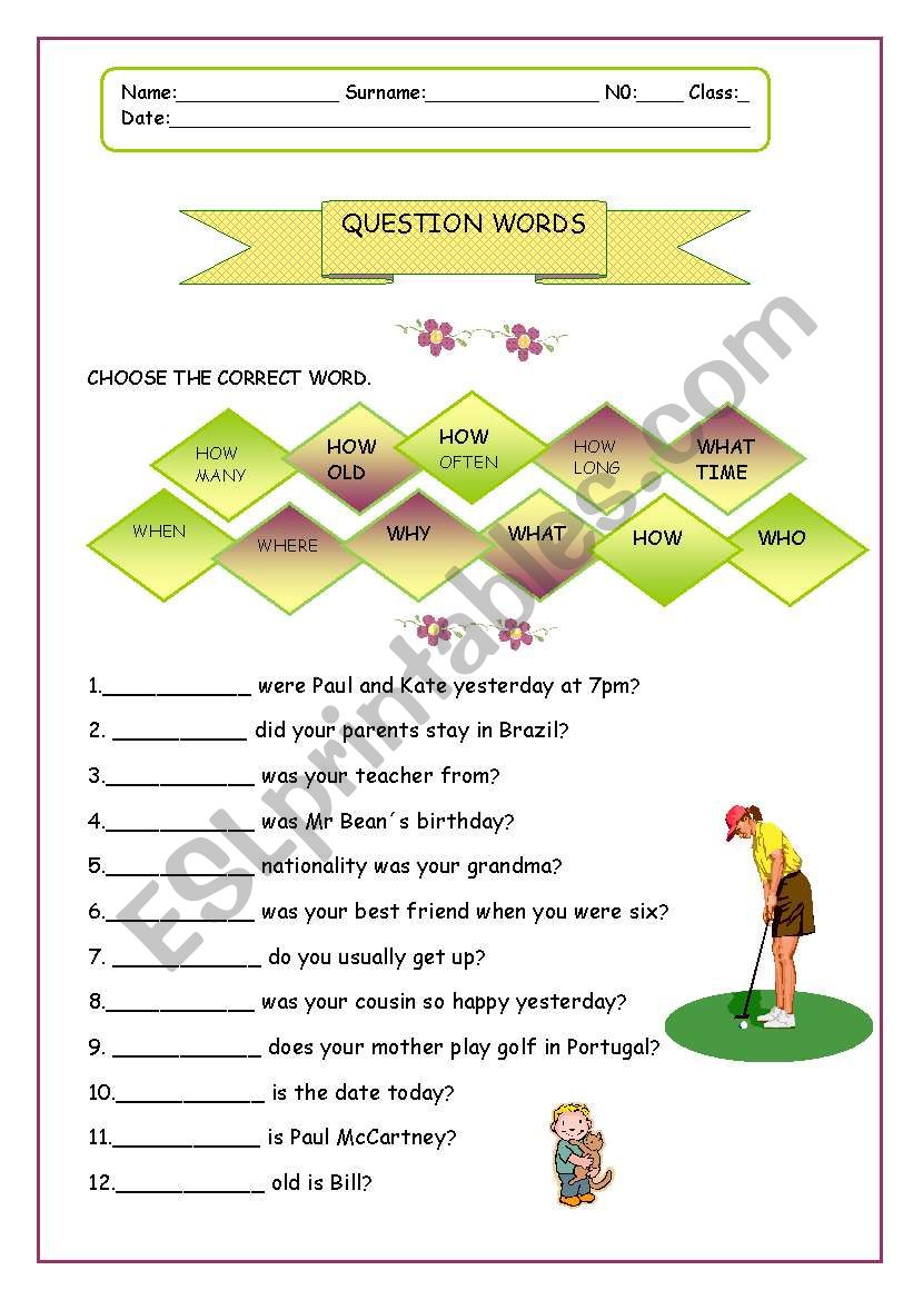 Question words  17.08.08 worksheet