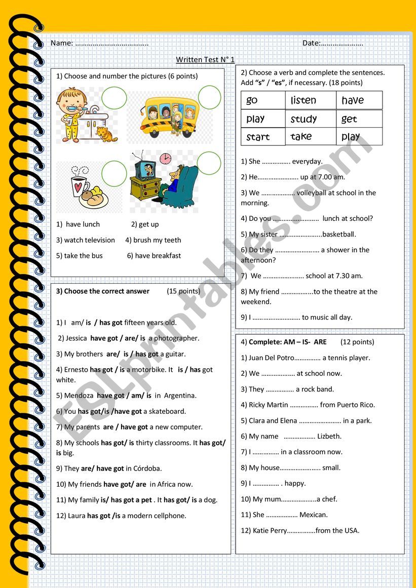 Test  worksheet