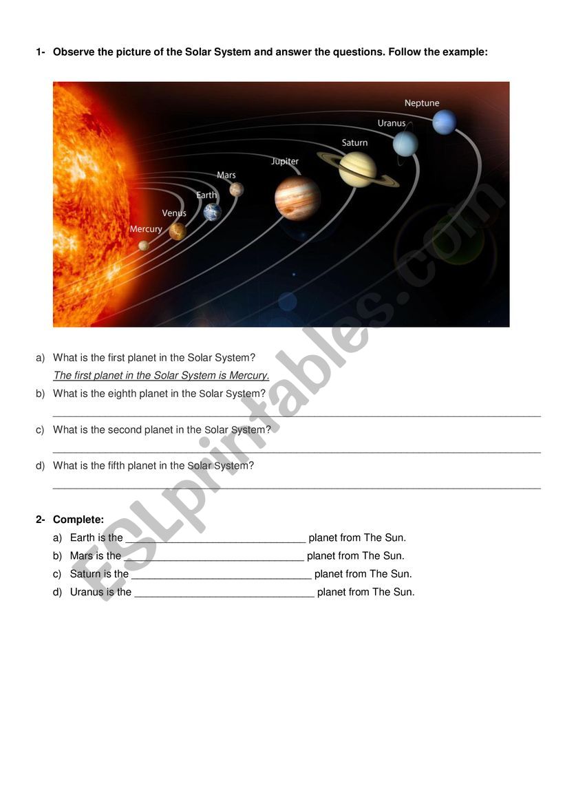 Solar System  worksheet