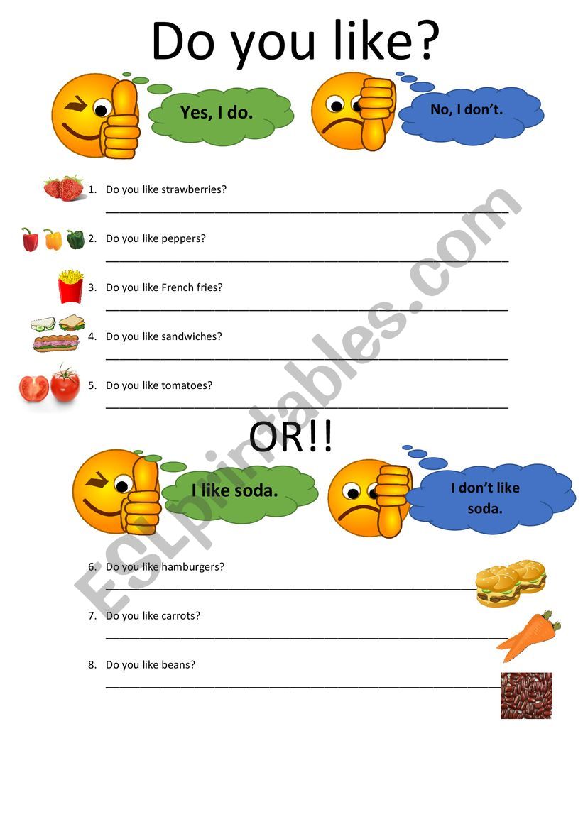 Do you like... worksheet