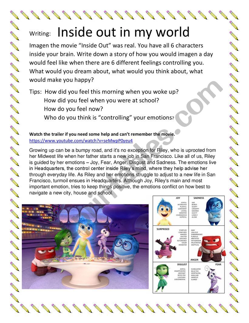 Imagine and write: Inside out worksheet