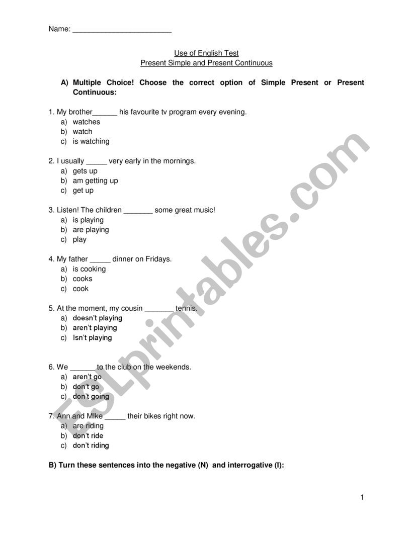 Simple Present vs Present Continuous! Test your knowledge!