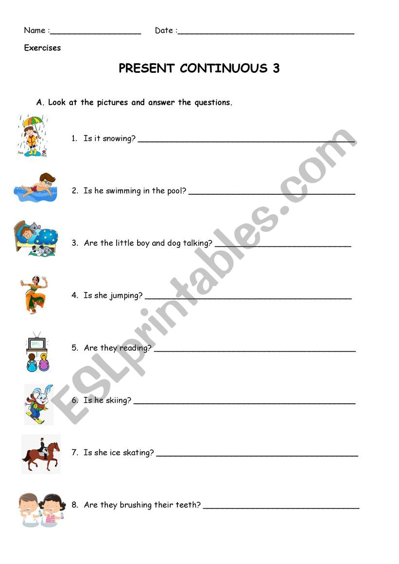 Present Continuous worksheet