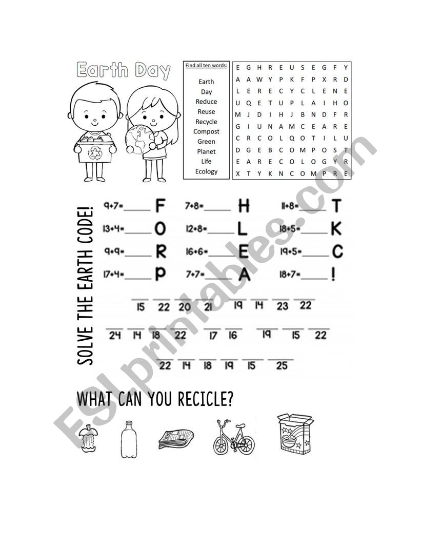 Earth Day Activity worksheet