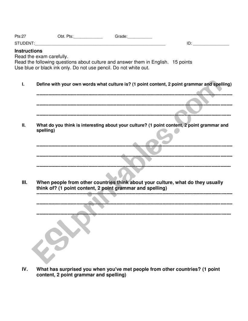 Diagnosis for a Culture Course