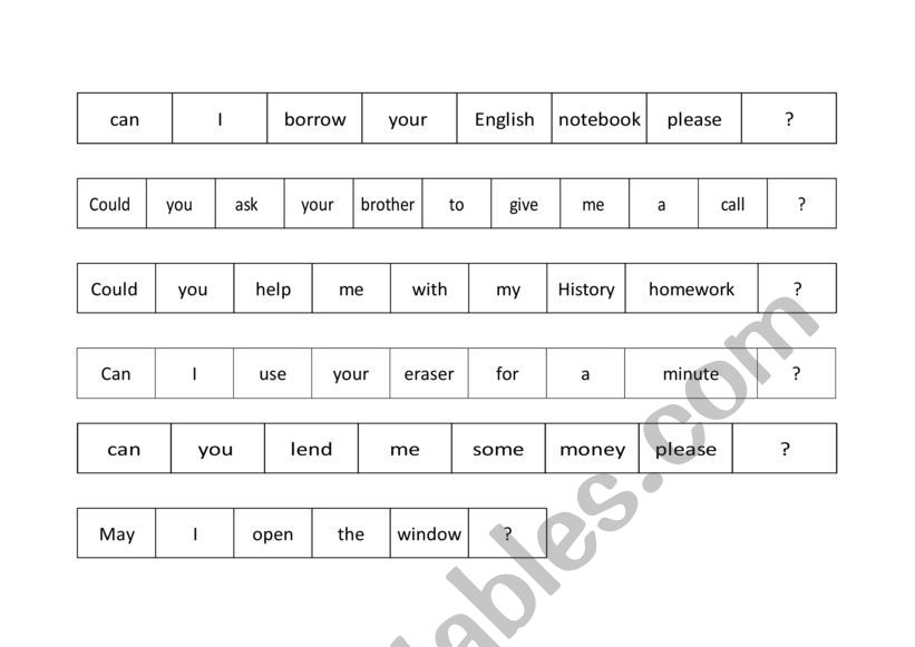 Requests - Can Could May worksheet