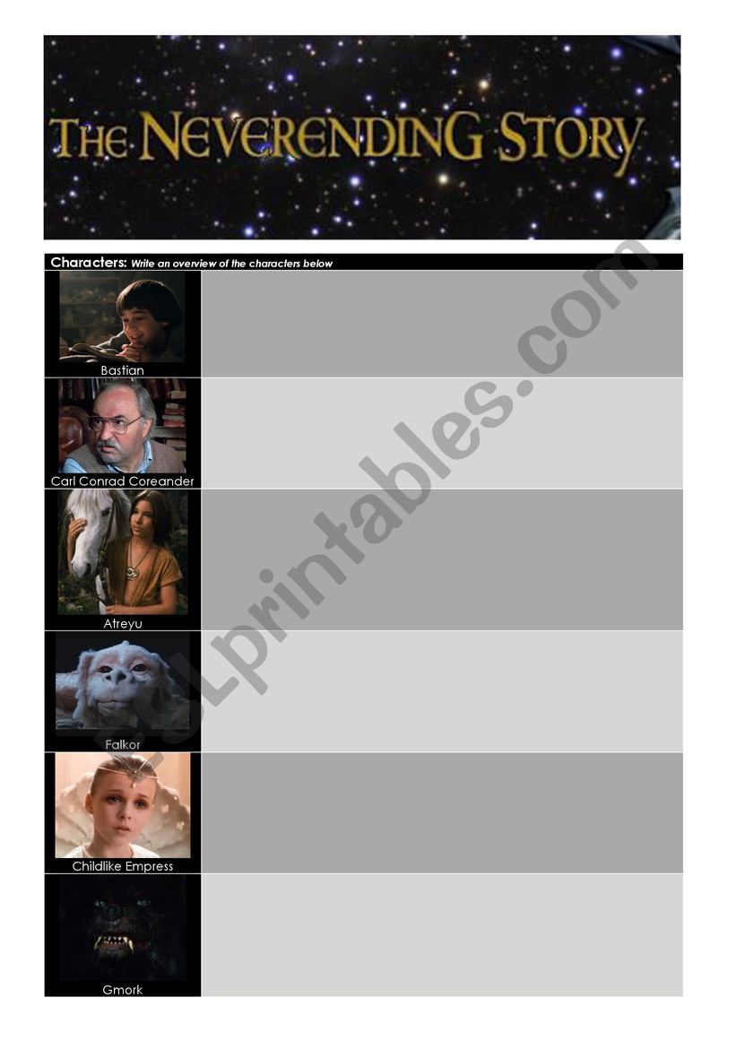 The Neverending Story Character Sheet
