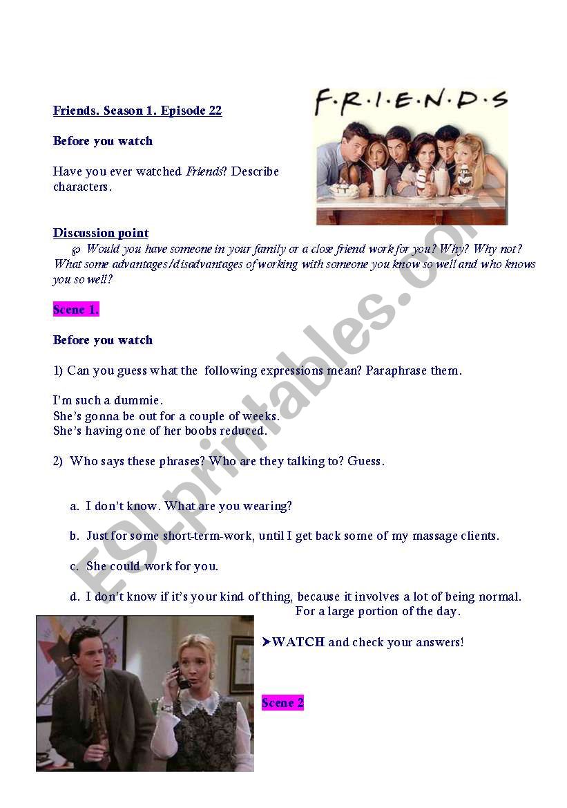 Friends, Video Activity worksheet