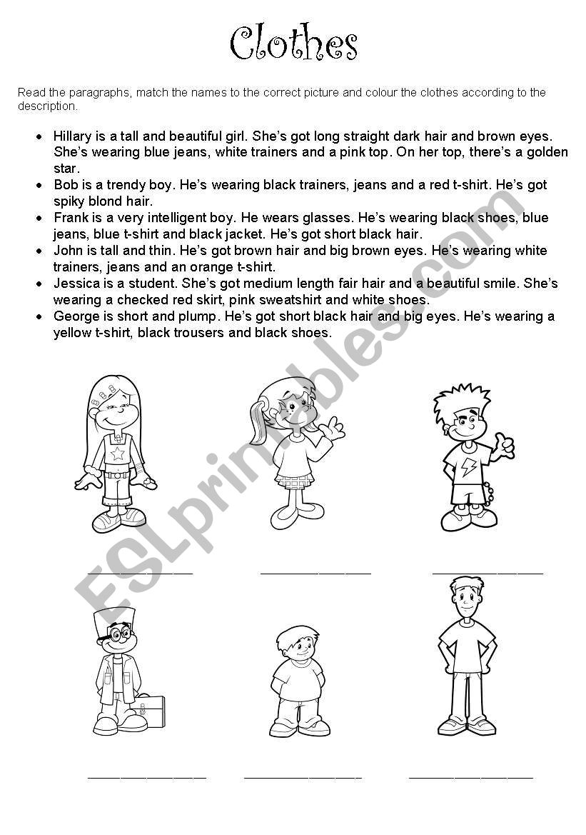 Clothes worksheet