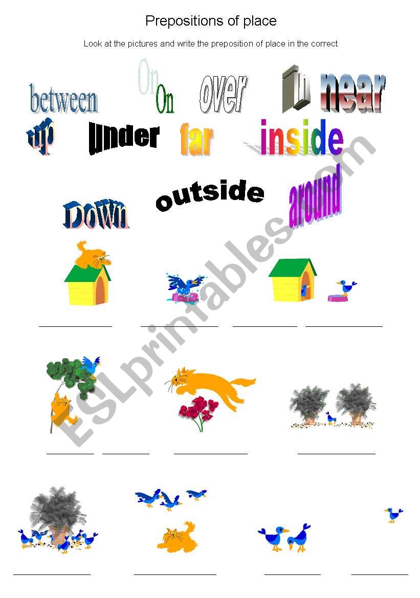 Prepositions of place worksheet