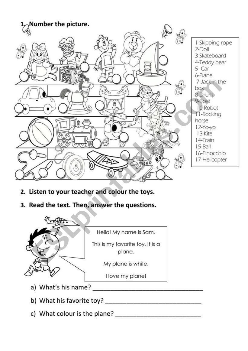 Introducing toys worksheet