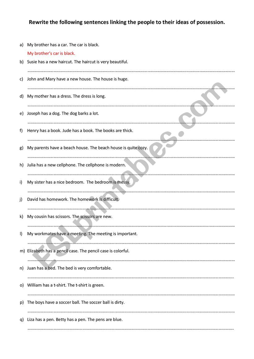 Possessive Case worksheet