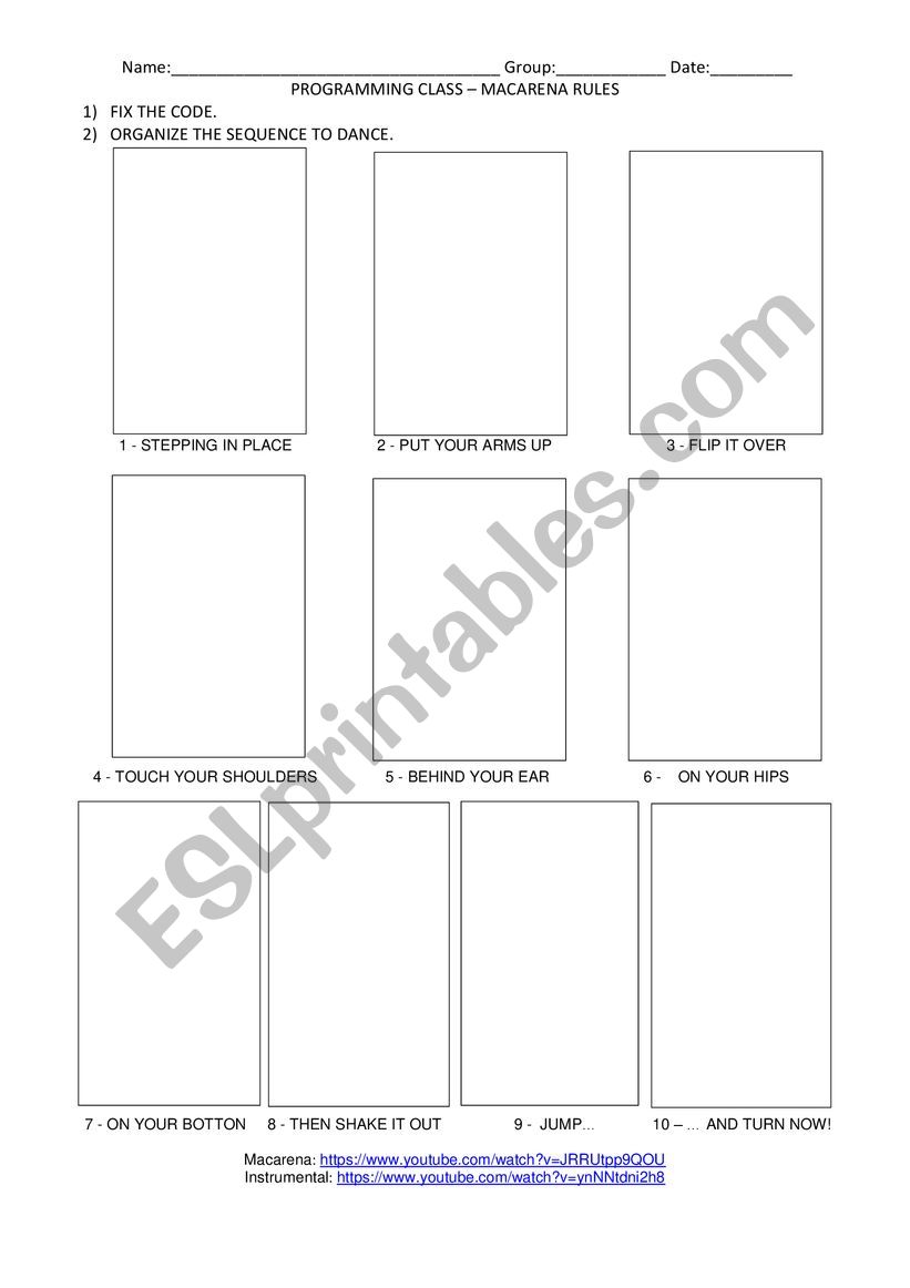 Programming Macarena worksheet