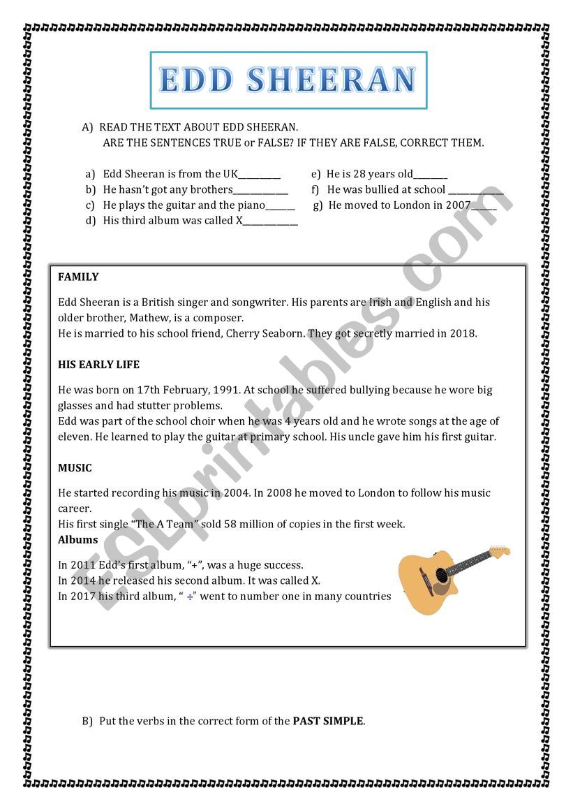 Edd Sheeran worksheet