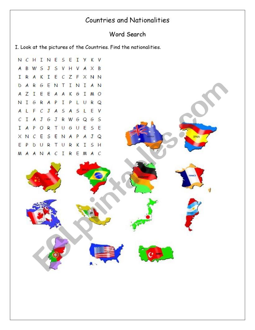 Countries and Nationalities worksheet